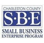 Charleston County Small Business Enterprise Program logo with "SBE" in large blue letters.