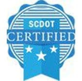 Blue badge with "SCDOT Certified" text and three stars below it.